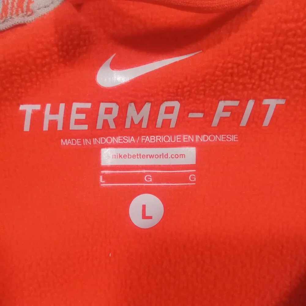 Nike Hoodie Men Size L Therma Fit Pullover Kangaroo Pocket Orange 465784-891